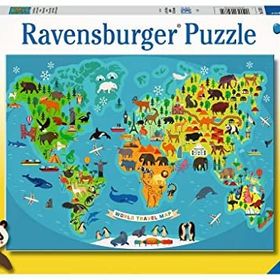 Ravensburger 132874 150 Parçalı Hayvanlı Harita Puzzle