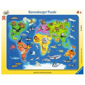 Ravensburger Hayvanlar Dünya Haritası 30 Parça Puzzle
