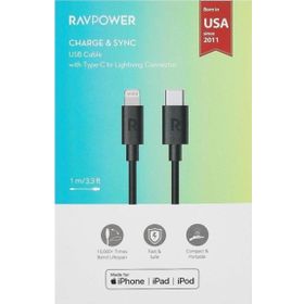 RAVPOWER RP-CB1016 Type-C to Lightning 1 m TPE Siyah Kablo