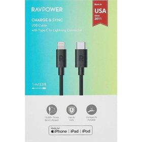 RAVPOWER RP-CB1016 Type-C to Lightning 1 m TPE Siyah Kablo