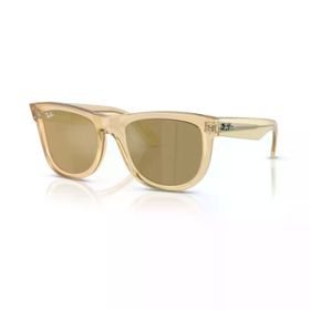 Ray-Ban RBR 0502S 68215A 50 Wayfarer Reverse Aynalı Unisex Kare Şeffaf Sarı Kemik Güneş Gözlüğü