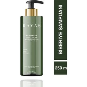 RAYAS 250 ml Biberiye Dökülme Karşıtı ve Hızlı Uzamaya Yardımcı Keratin ve Kolajen Özlü Şampuanı