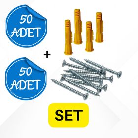 Raymobaks Roket 8 mm 5x70 50 Adet Sunta Vidası Dübel Set