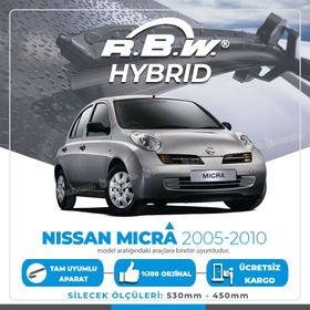 RBW Nissan Micra 2005-2010 Ön Hybrid Silecek Takımı