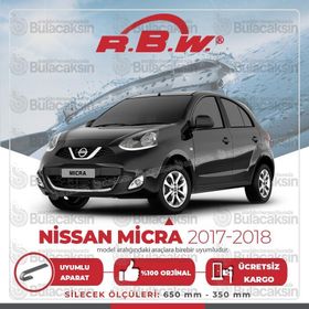 RBW Nissan Micra Muz 2017-2018 Silecek Takımı