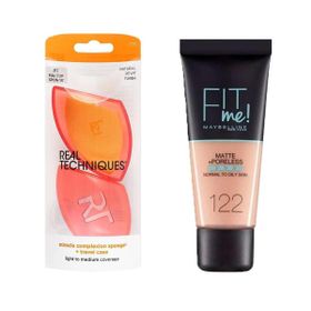 Real Techniques Rt-1711 Mucize Makyaj Sungeri Ve Maybelline New York Mat Fondoten Fit Me Matte Poreless Foundation No: 122 2Li Set