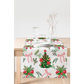 RealHomes 10175 Özel Tasarım Christmas Temalı Dijital Baskılı Dekoratif Süet Runner