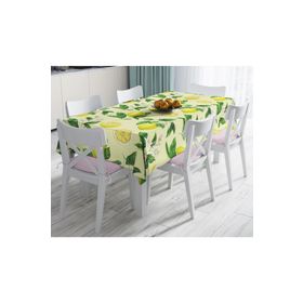 RealHomes 3096 Krem Zeminli Limon Desenli Dekoratif Leke Tutmaz 90x90 cm Masa Örtüsü