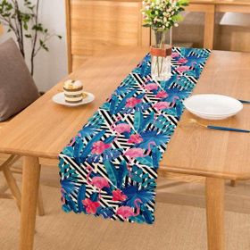 Realhomes 3461 Geometrik Zeminli Mavi Kelebek Baskılı Özel Tasarım Runner