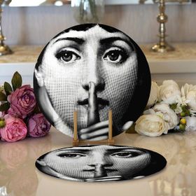RealHomes 34x34 cm Renkli 2'li Fornasetti Profumi: Scented Candle Modern Yuvarlak Servis Altlığı Supla