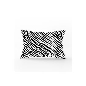 Realhomes 35x55 cm Beyaz Zeminli Siyah Zebra Desenli Dijital Baskılı Modern Dikdörtgen Yastık Kırlent Kılıfı