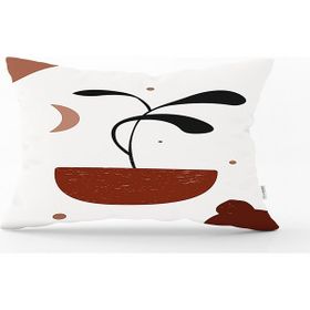 RealHomes 35x55 cm Renkli Zeminli Onedraw Çizimli Yaprak Desenli Dijital Baskılı Modern Dikdörtgen Yastık Kılıfı