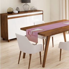 Realhomes 3709 Beyaz Zeminde Pembe Çiçekler Dijital Baskılı Modern Runner Runner-