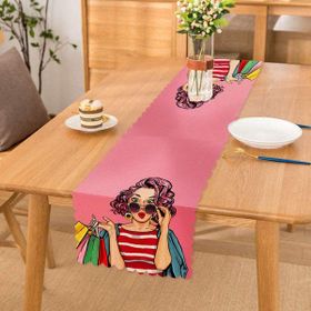 Realhomes 3709 Beyaz Zeminde Pembe Çiçekler Dijital Baskılı Modern Runner Runner-