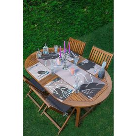RealHomes 4-1 Renkli Zemin Üzerinde Onedraw Çizimli Modern Amerikan Servis ve Runner Seti ServisRunner-Set127