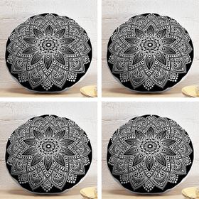 Realhomes 43x43 cm Renkli 4'lü Realhomes Mandala Desen Tasarımlı Dijital Baskılı Yuvarlak Yastık Kırlent Kılıf Seti