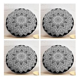 Realhomes 43x43 cm Renkli 4'lü Realhomes Mandala Desen Tasarımlı Dijital Baskılı Yuvarlak Yastık Kırlent Kılıf Seti