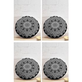 Realhomes 43x43 cm Renkli 4'lü Realhomes Mandala Desen Tasarımlı Dijital Baskılı Yuvarlak Yastık Kırlent Kılıf Seti