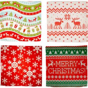 Realhomes 43x43 cm Renkli 4'lü Realhomes Merry Christmas Temalı Konsept Yuvarlak Yastık Kırlent Kılıf Seti