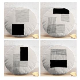 Realhomes 43x43 cm Renkli 4'lü Realhomes Özel Tasarım Dijital Baskılı Modern Yuvarlak Yastık Kırlent Kılıf Seti