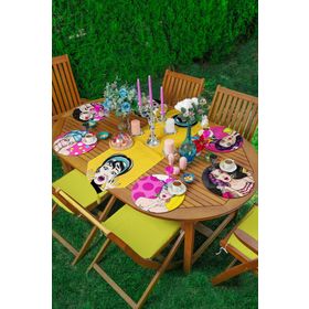 RealHomes 463 6-1'li Özel Tasarım Pop-art Kız Desenli Supla Runner Seti