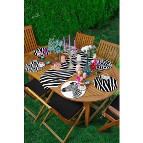 RealHomes 53 6-1'li Siyah Beyaz Zebra Desen Tasarımlı Supla Runner Seti