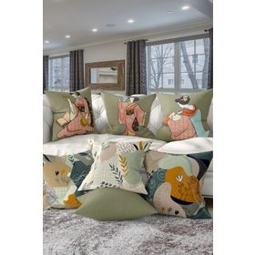Realhomes 7'li Çift Taraflı Soft Pembe Özel Tasarımlı Dijital Baskılı Kırlent Kılıfı Seti Rh-K7liset527