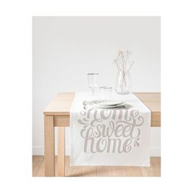 Realhomes Açık Gri Home Sweet Home Dekoratif Süet Runner