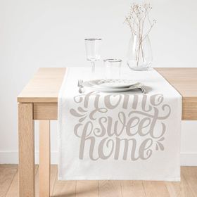Realhomes Açık Gri Home Sweet Home Dekoratif Süet Runner