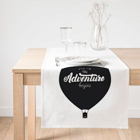 Realhomes Adventure Balon Resimli Dijital Baskılı Dekoratif Süet Runner