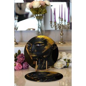 RealHomes Afrika Gold İnsan Figürlü Modern 2 1 Yuvarlak Servis Altlığı Supla