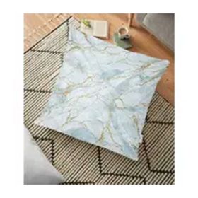 RealHomes Altın Çizgili Mavi Zeminli Dijital Baskılı 70x70 cm Yer Minderi