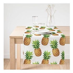 Realhomes Ananas Desenli Dijital Baskı Dekoratif Süet Runner