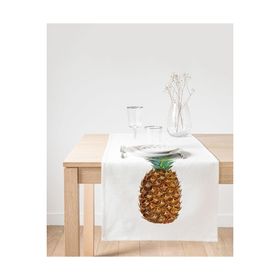 Realhomes Ananas Desenli Dijital Baskılı Dekoratif Süet Runner
