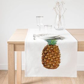 Realhomes Ananas Desenli Dijital Baskılı Dekoratif Süet Runner