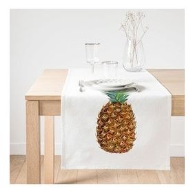 Realhomes Ananas Desenli Dijital Baskılı Dekoratif Süet Runner