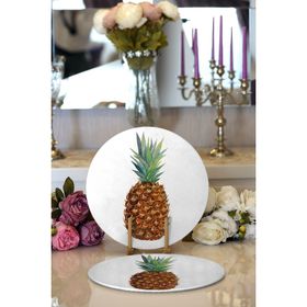 RealHomes Ananas Desenli Dijital Baskılı Modern 2 1 Yuvarlak Servis Altlığı Supla