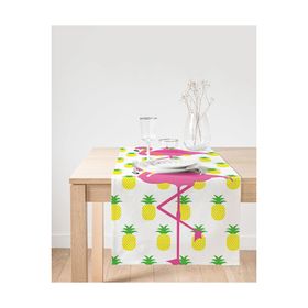 Realhomes Ananas ve Flamingo Motifli Süet Runner