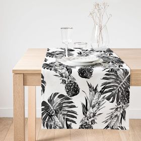 Realhomes Ananas ve Palmiye Yaprakları Dekoratif Süet Runner