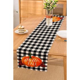 RealHomes Balkabağı Hello Fall Yazılı Özel Tasarım Dekoratif Runner