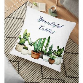 RealHomes Beatiful Cactus Baskılı Dijital 70x70 cm Yer Minderi