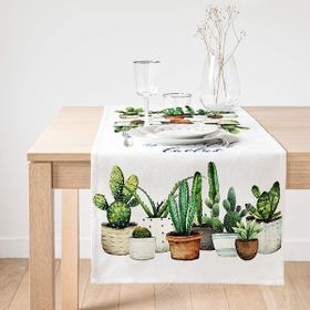 Realhomes Beatiful Cactus Baskılı Dijital Baskılı Özel Tasarım Süet Runner