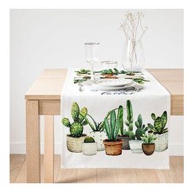 Realhomes Beatiful Cactus Baskılı Dijital Baskılı Özel Tasarım Süet Runner