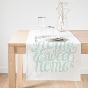 Realhomes Bulut Mavi Home Sweet Home Dekoratif Süet Runner