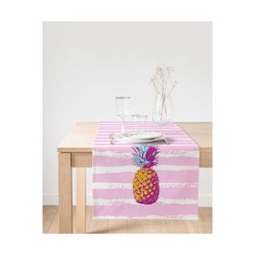 Realhomes Canlı Renkli Ananas Motifli Dijital Baskılı Süet Runner