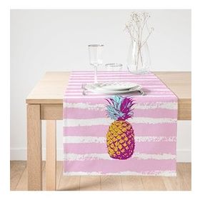 Realhomes Canlı Renkli Ananas Motifli Dijital Baskılı Süet Runner