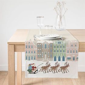 Realhomes Christmas Temalı Dijital Baskılı Süet Runner