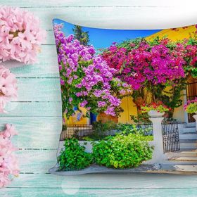 RealHomes Çiçek Temalı Dijital Baskılı Dekoratif Yastık Kırlent Kılıfı