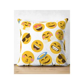 Realhomes Çift Taraflı Emoji Dijital Baskılı Modern Süet Kırlent Kılıfı