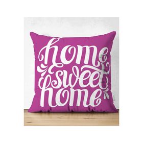 RealHomes Çift Taraflı Home Sweet Home Dijital Baskılı Dekoratif Süet Yastık Kırlent Kılıfı